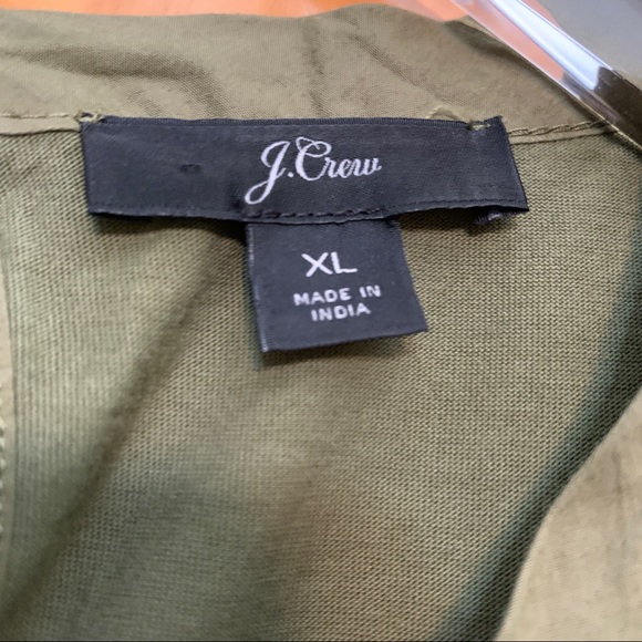 J. Crew Army Green Eyelet Hem Top XL - Picture 3 of 8